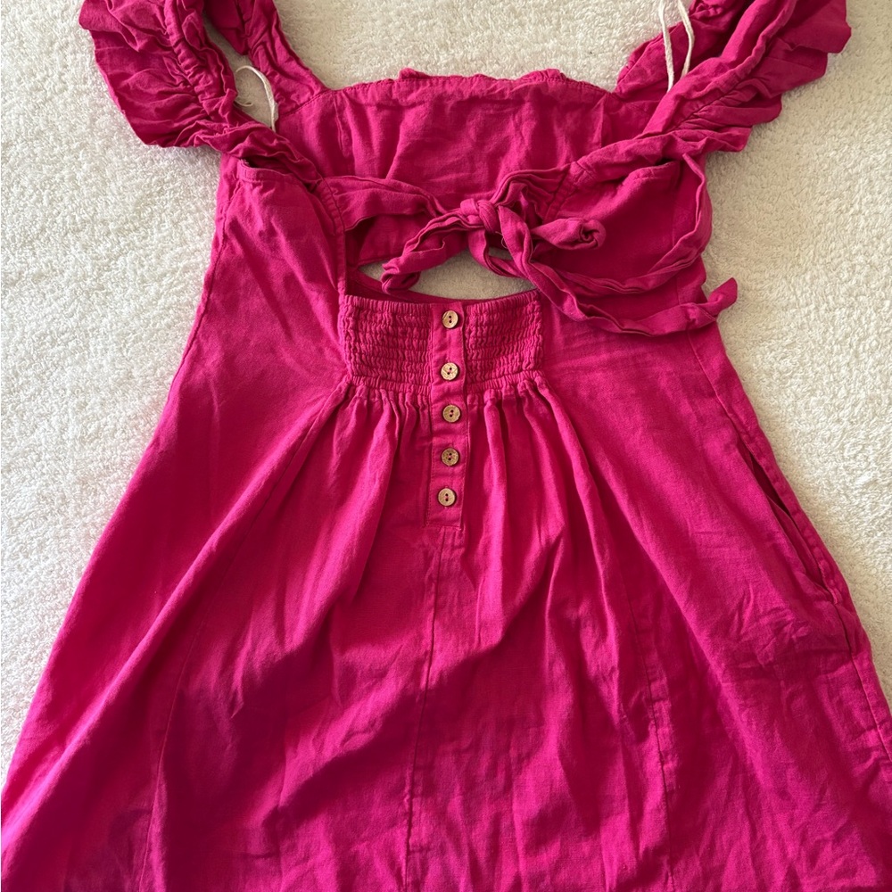 Free People Vibrant Pink Smocked Dress Size XS - Picture 10 of 12